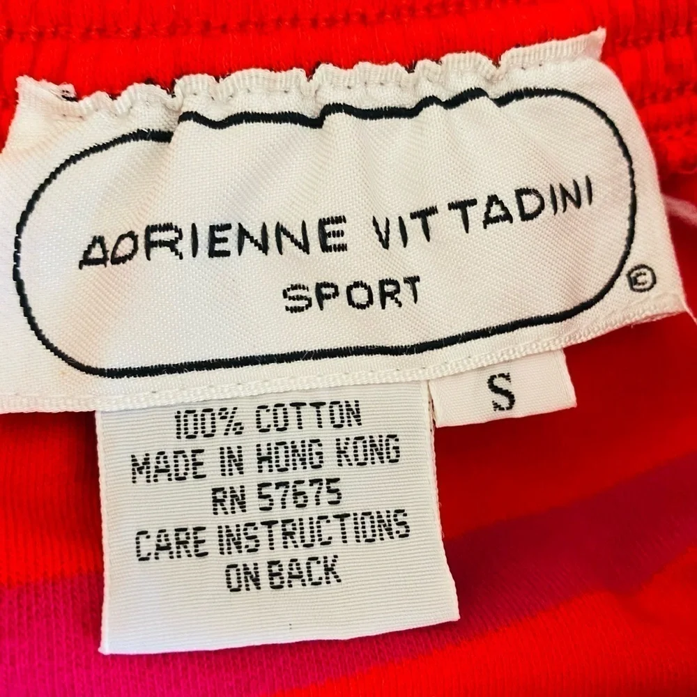Vintage Adrienne Vittadini sport 100% cotton red multicolor Striped Midi Skirt